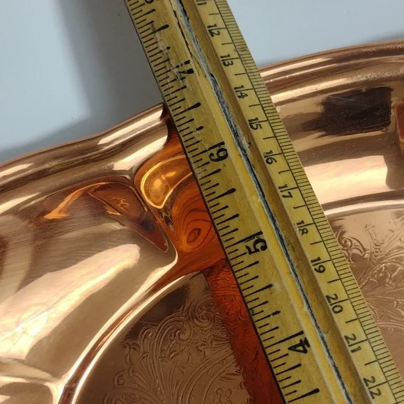 Vintage Copper Etched Tray Platter Bowl - Picture 6 of 9